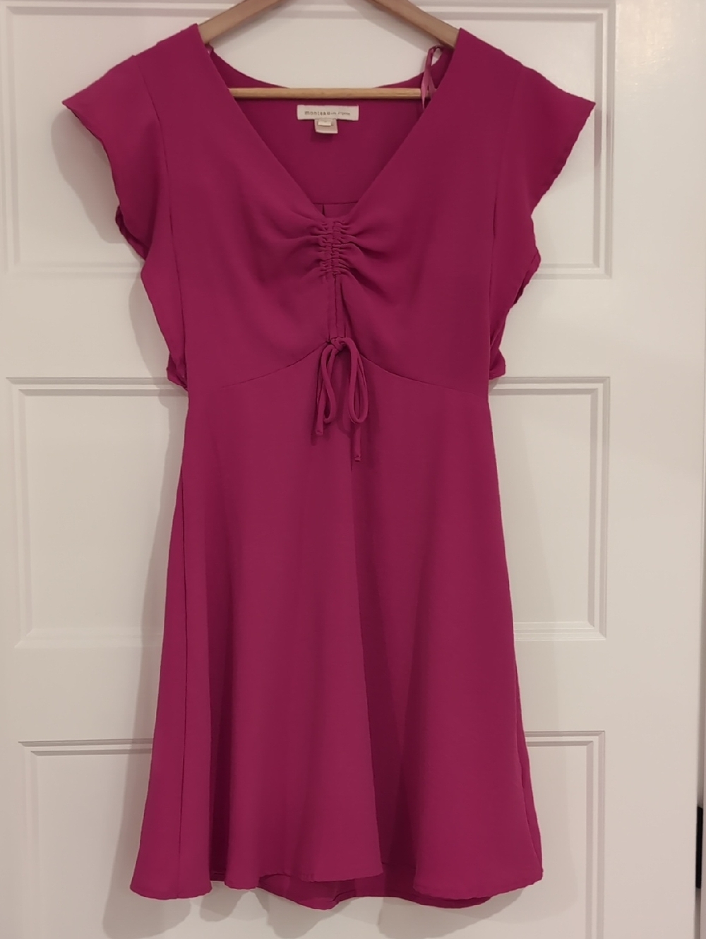Monteau Los Angeles Fuchsia Ruched Tie-Front Women's Dress
